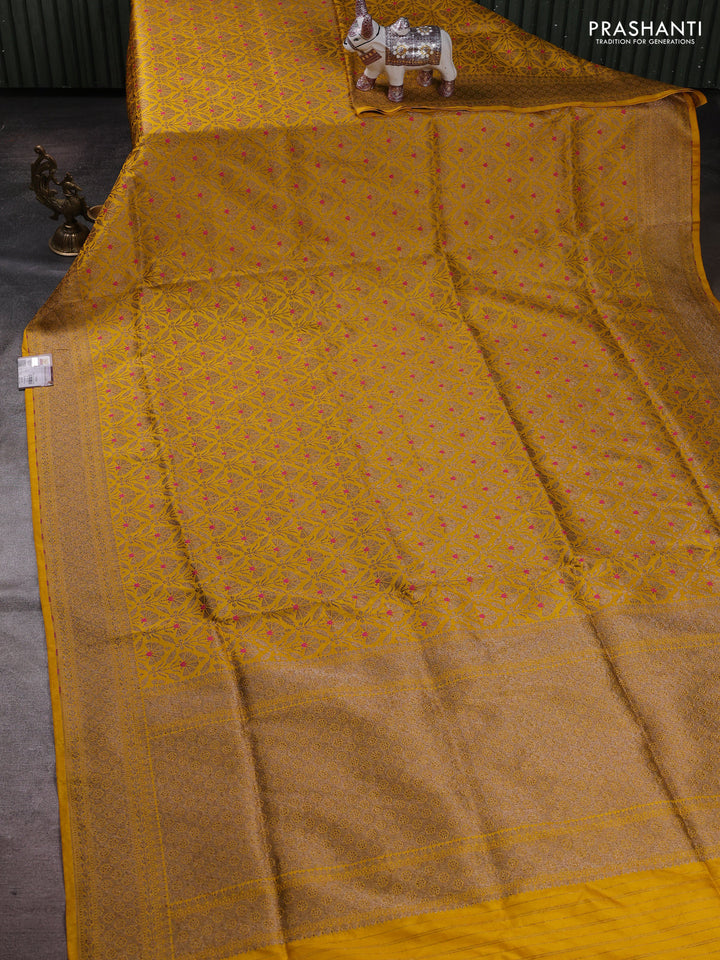 Mustard Yellow Banarasi Uppada Silk Saree - Brocade