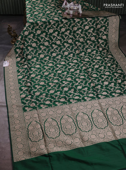 Bottle Green Banarasi Uppada Silk Saree - Brocade
