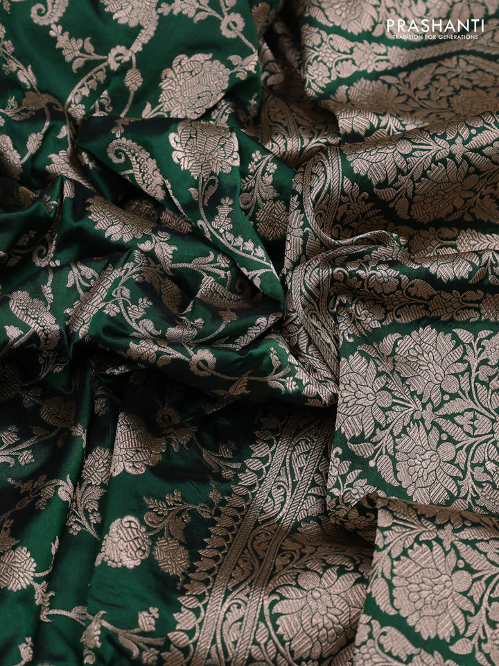 Bottle Green Banarasi Uppada Silk Saree - Brocade