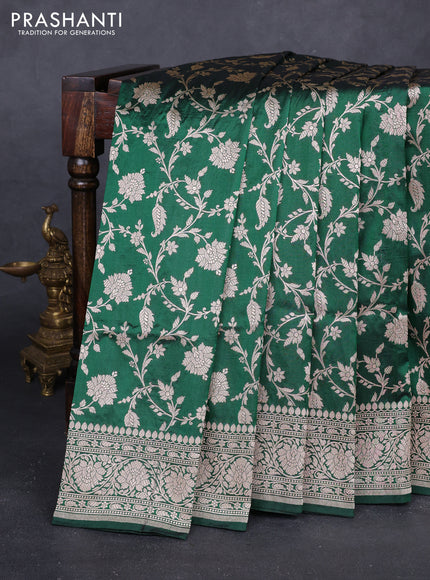 Bottle Green Banarasi Uppada Silk Saree - Brocade
