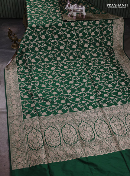 Bottle Green Banarasi Uppada Silk Saree - Brocade