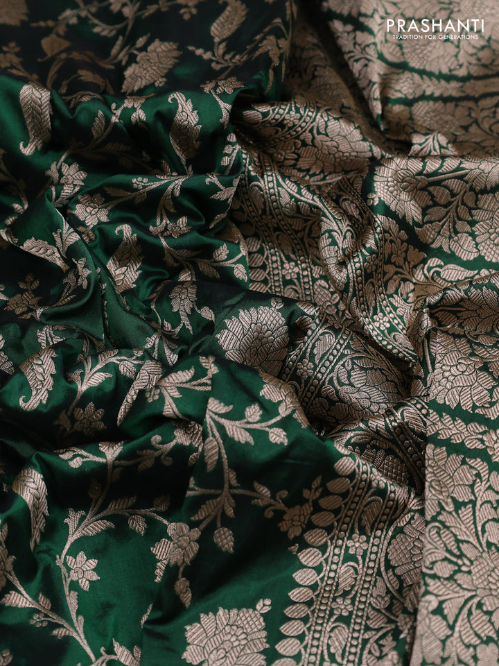 Bottle Green Banarasi Uppada Silk Saree - Brocade