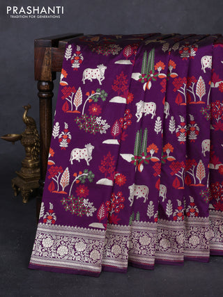 Purple Banarasi Uppada Silk Saree - Brocade