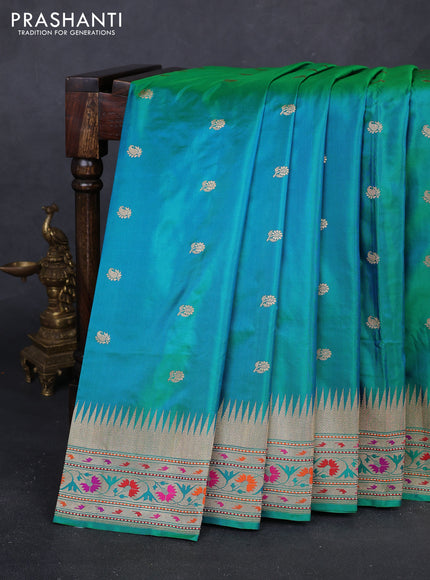 Teal Green Banarasi Uppada Silk Saree - Brocade