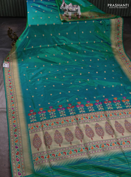 Teal Green Banarasi Uppada Silk Saree - Brocade