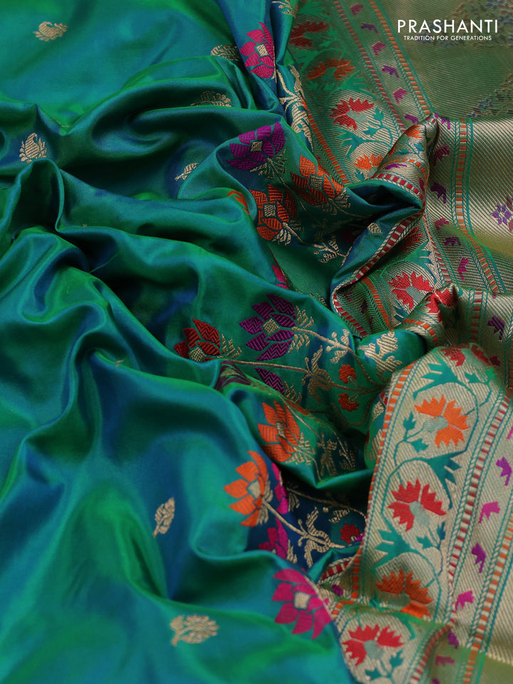 Teal Green Banarasi Uppada Silk Saree - Brocade