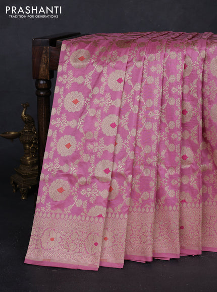 Gajri Pink Banarasi Uppada Silk Saree - Brocade