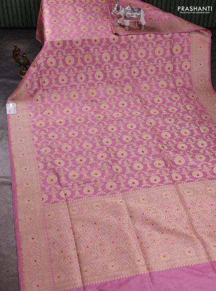 Gajri Pink Banarasi Uppada Silk Saree - Brocade