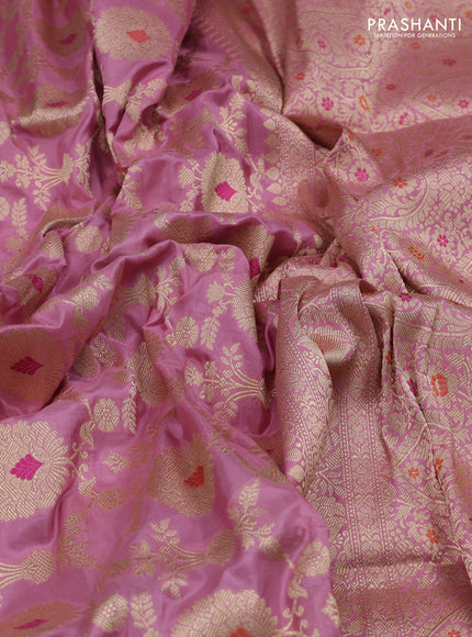 Gajri Pink Banarasi Uppada Silk Saree - Brocade
