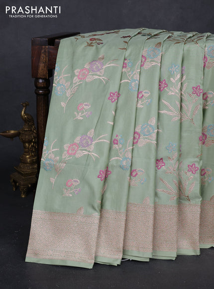 Pastel Green Banarasi Uppada Silk Saree - Brocade