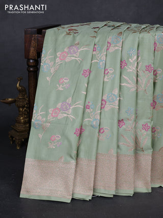 Pastel Green Banarasi Uppada Silk Saree - Brocade
