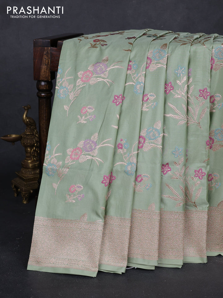 Pastel Green Banarasi Uppada Silk Saree - Brocade