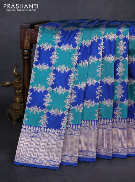Teal Green & Blue Banarasi Uppada Silk Saree - Brocade
