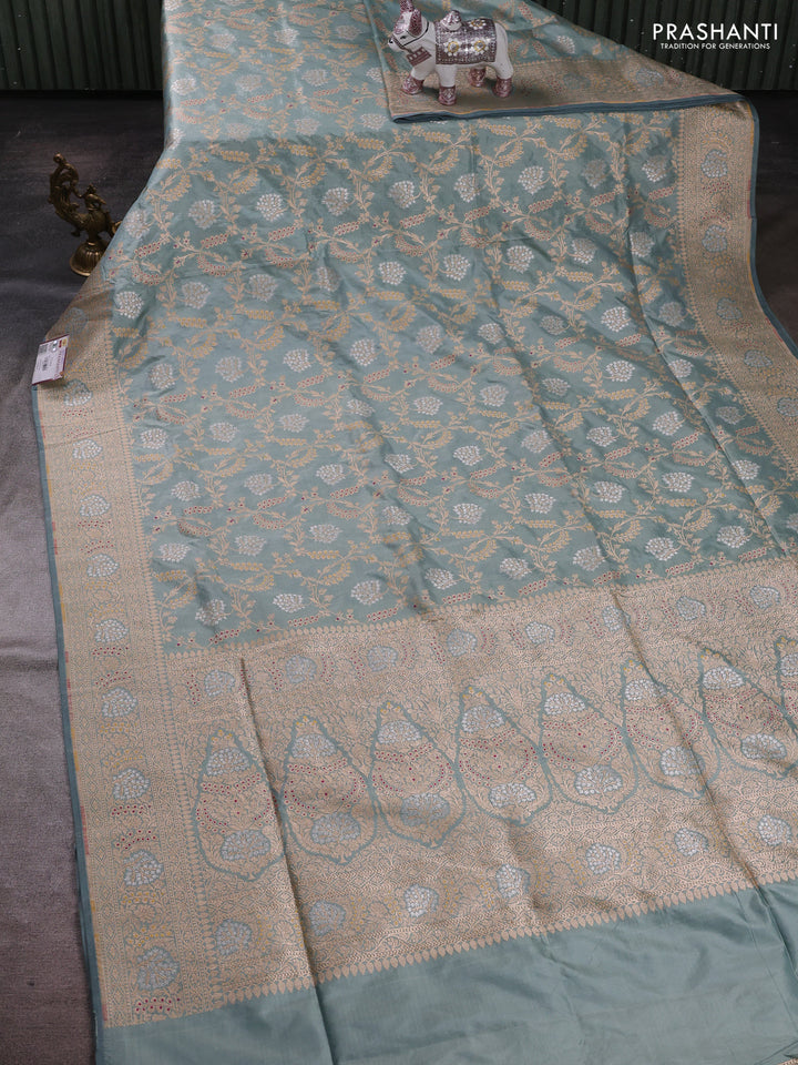 Grey Banarasi Uppada Silk Saree - Brocade
