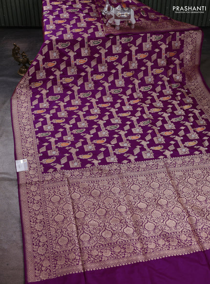Purple Banarasi Uppada Silk Saree - Brocade
