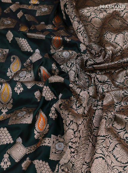 Bottle Green Banarasi Uppada Silk Saree - Brocade