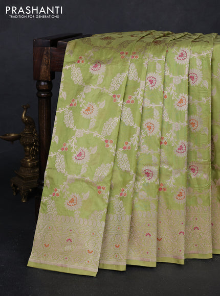 Pista Green Banarasi Uppada Silk Saree - Brocade