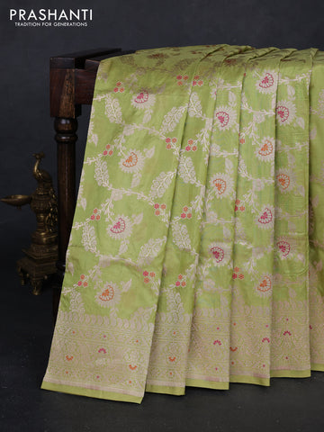 Pista Green Banarasi Uppada Silk Saree - Brocade