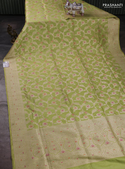 Pista Green Banarasi Uppada Silk Saree - Brocade