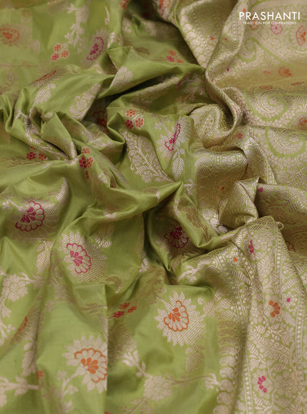 Pista Green Banarasi Uppada Silk Saree - Brocade