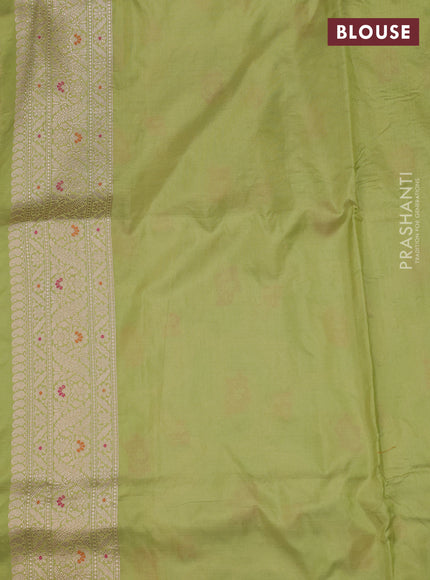 Pista Green Banarasi Uppada Silk Saree - Brocade