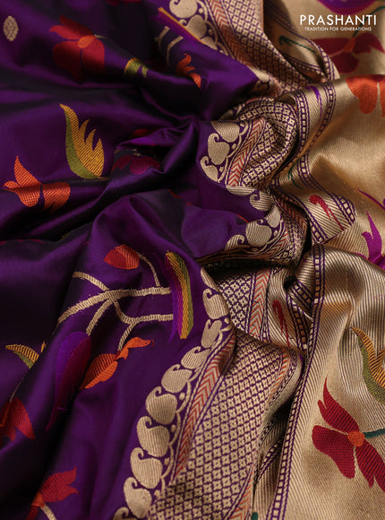 Purple Banarasi Uppada Silk Saree - Brocade
