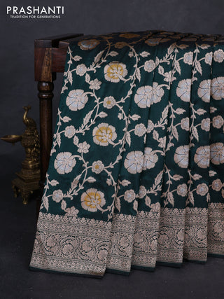 Bottle Green Banarasi Uppada Silk Saree - Brocade