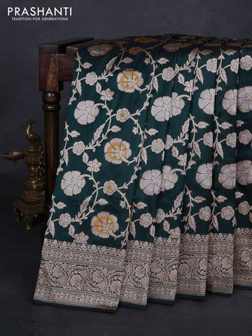 Bottle Green Banarasi Uppada Silk Saree - Brocade
