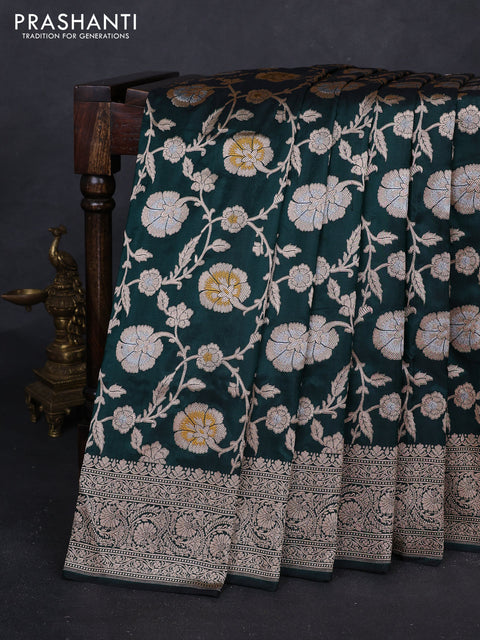 Bottle Green Banarasi Uppada Silk Saree - Brocade