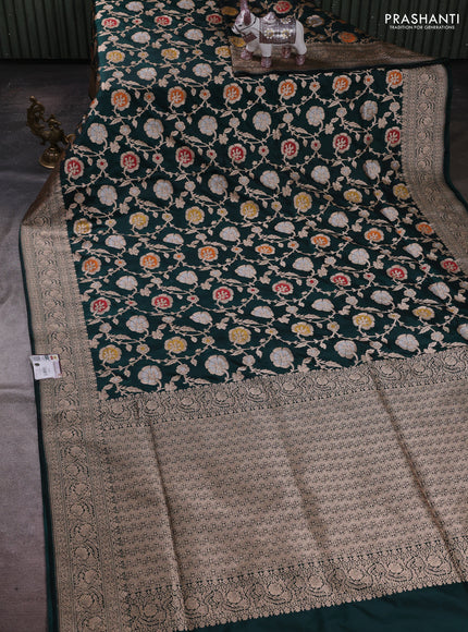 Bottle Green Banarasi Uppada Silk Saree - Brocade