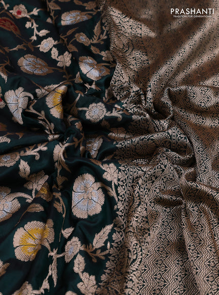 Bottle Green Banarasi Uppada Silk Saree - Brocade