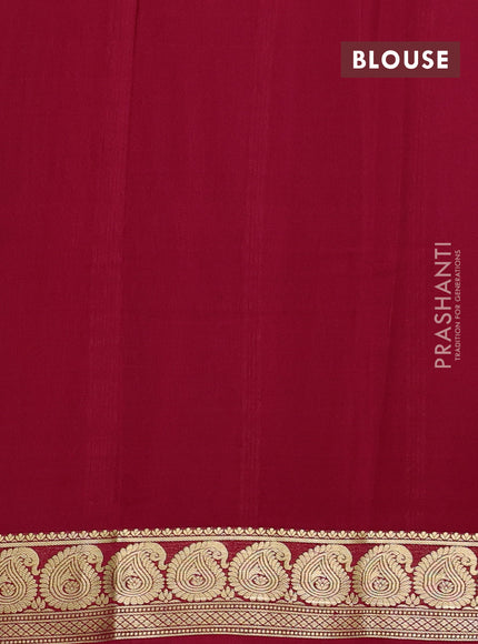 Bottle Green & Pink Pure Mysore Silk - Plain