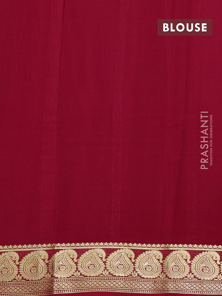 Bottle Green & Pink Pure Mysore Silk - Plain