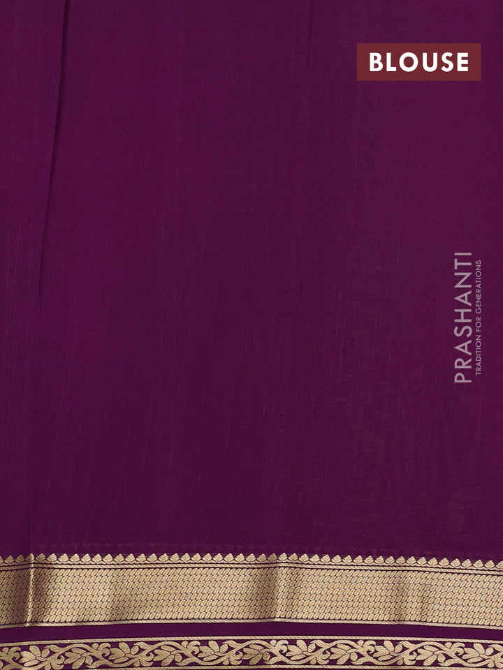 Light Green & Purple Pure Mysore Silk - Plain