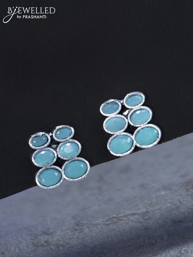 Oxidised necklace with ice blue stones