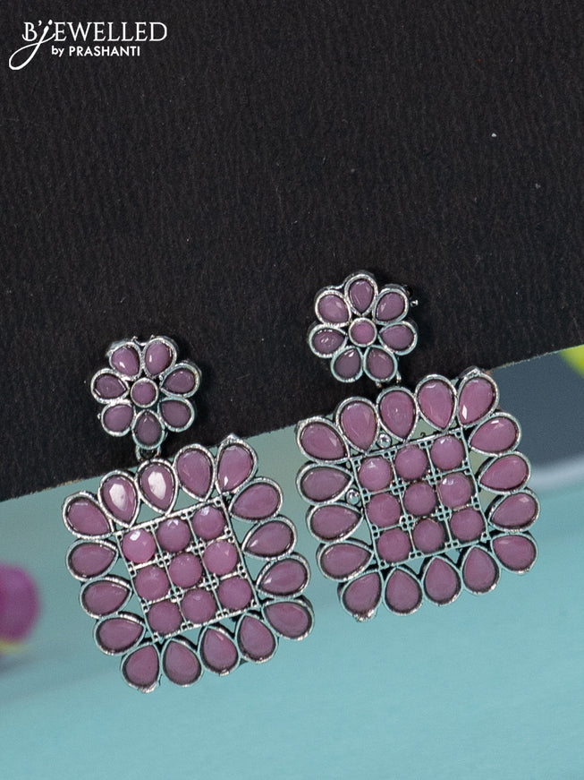 Oxidised haaram floral design with baby pink stones