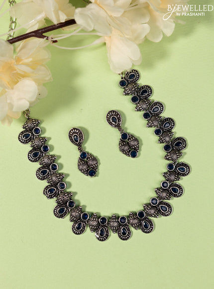 Oxidised Necklace with sapphire stones
