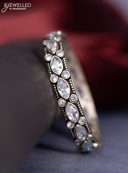 Oxidised bangle with white stones