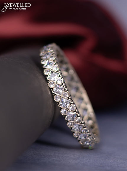 Oxidised bangle with white stones