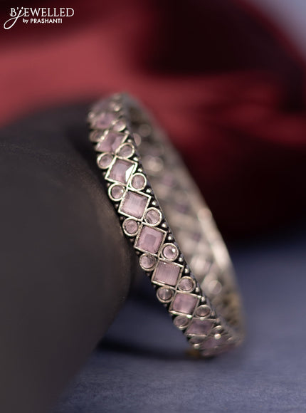 Oxidised bangle with baby pink stones