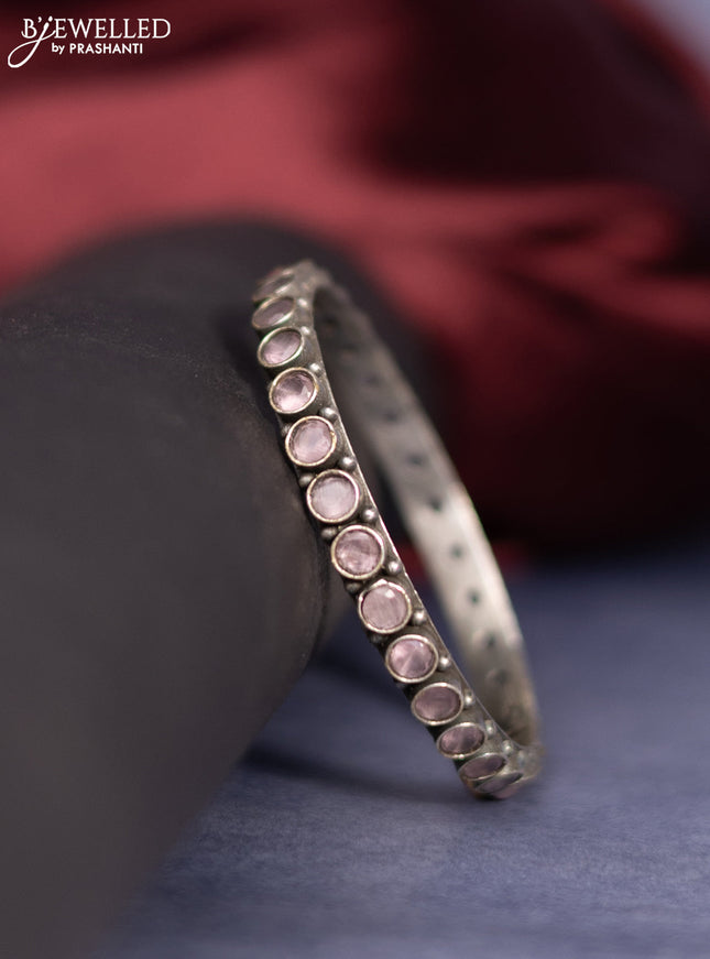 Oxidised bangle with baby pink stones