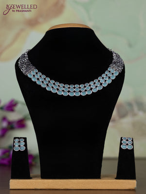 Oxidised necklace with mint green stones