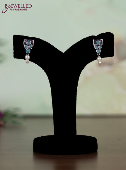 Oxidised necklace with ice blue stones