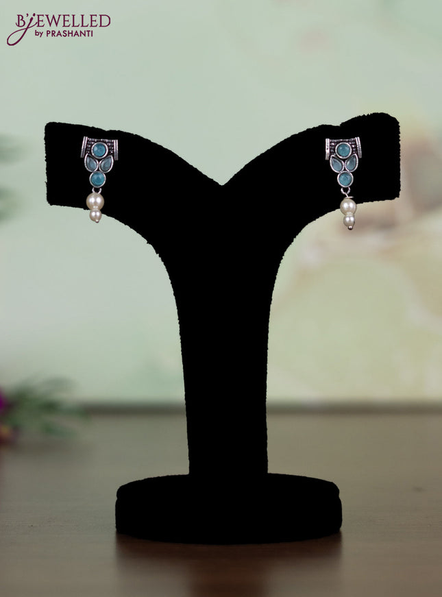 Oxidised necklace with ice blue stones