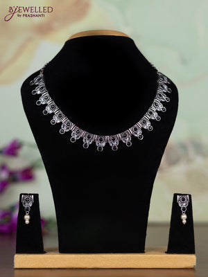 Oxidised necklace with black and white stones