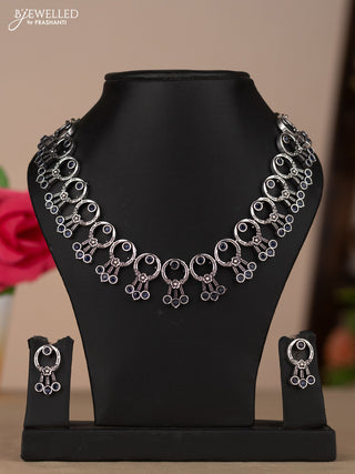 Oxidised necklace circle design with blue stones