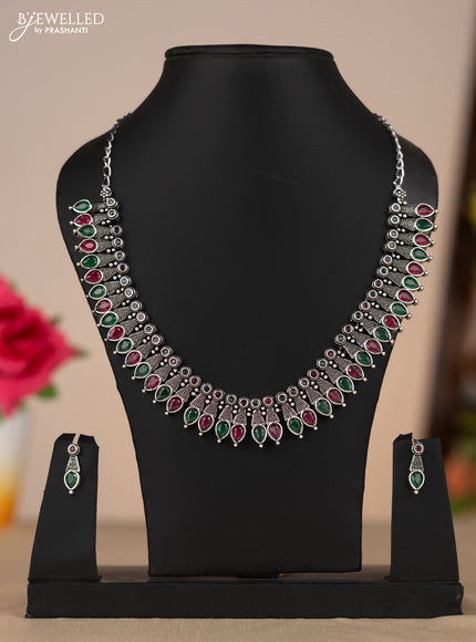 Oxidised necklace in multicolor stones