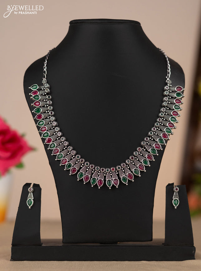 Oxidised necklace in multicolor stones