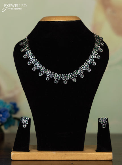 Oxidised necklace with emerald stones