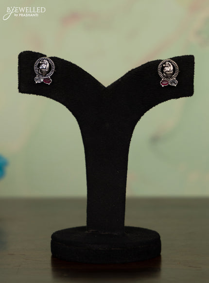 Oxidised necklace ganesha design with ruby and white stones